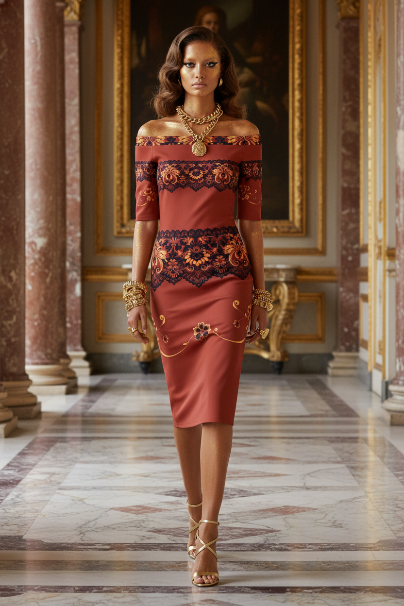 Angelic Blessings Shop- Brown Off the Shoulder Midi Dress-S-6XL