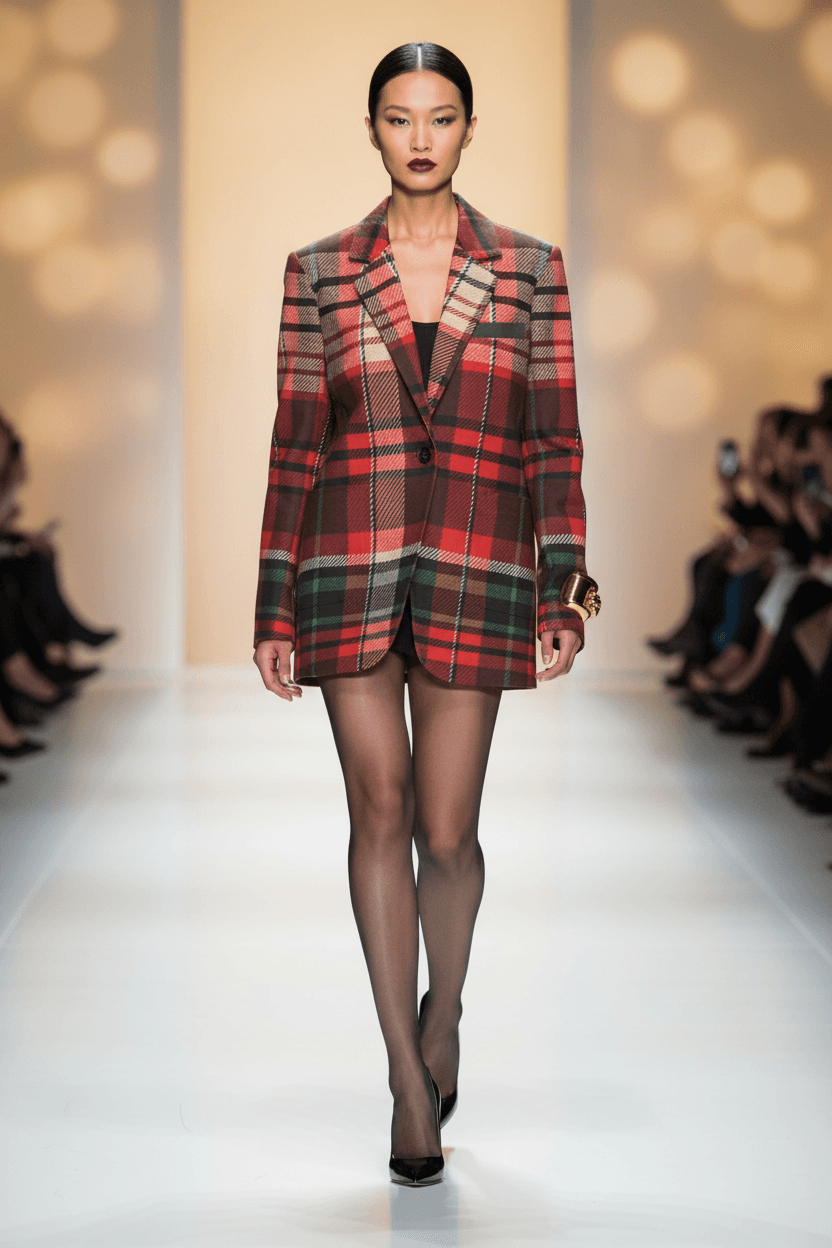Red plaid bold statement blazer for women by Angelic Blessings