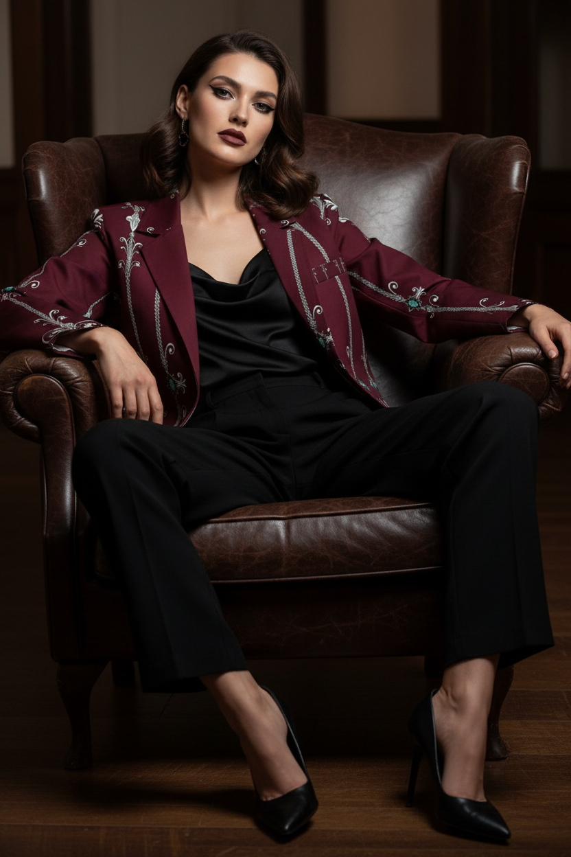 Women's Blazer Clothing Elegant Embroidered Evening Outfit Stylish Fashion