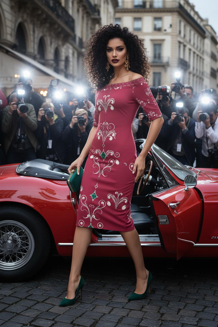 Off Shoulder Bodycon Midi Dress Elegant Evening Outfit Stylish Red Floral Pattern