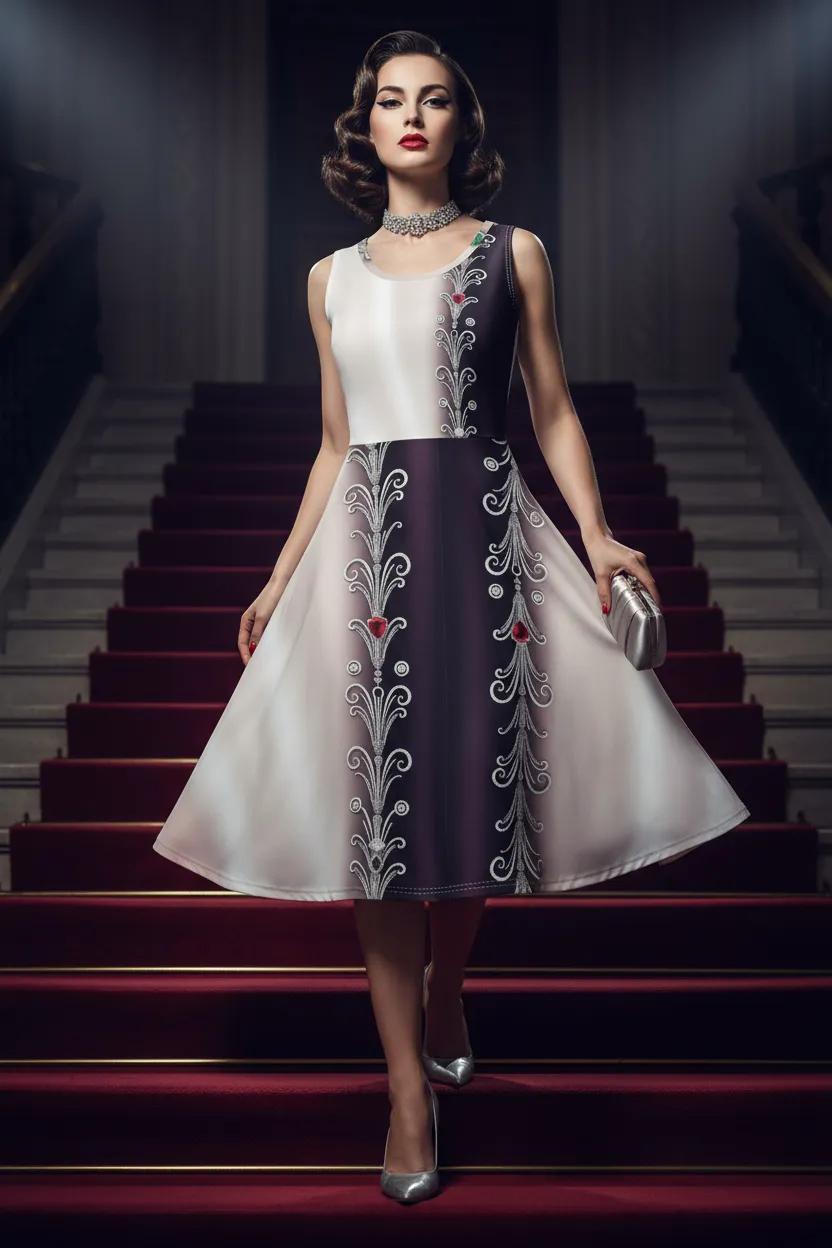 Chic round neck midi dress for elegant occasions