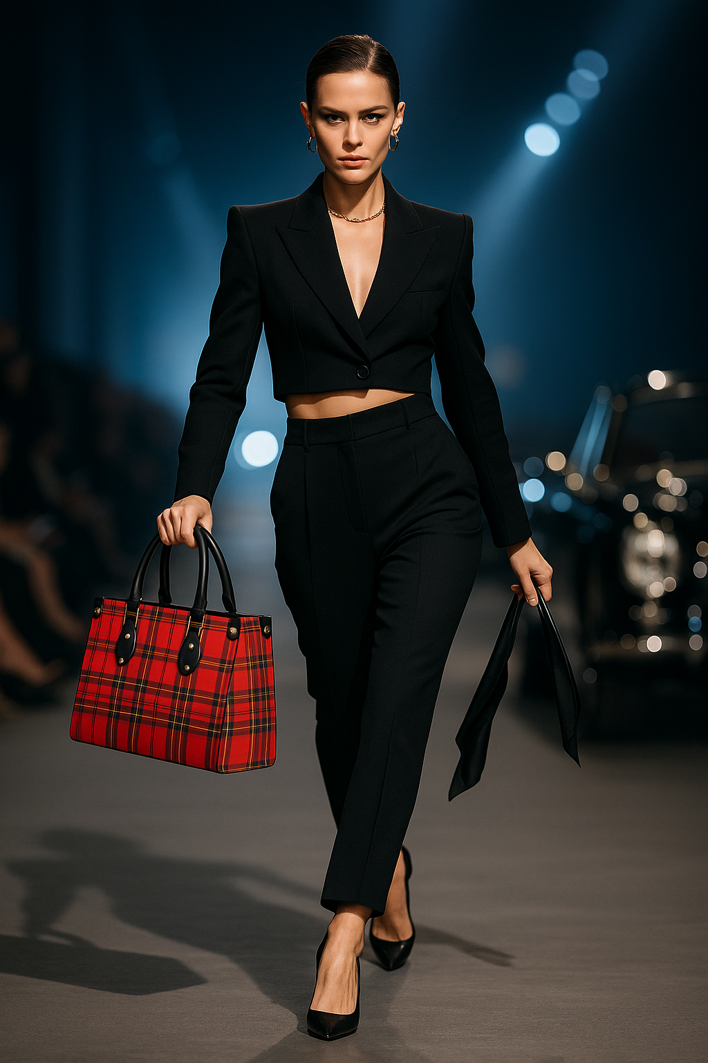 Craigievar Red Tartan Women's Tote Bag with Black Handle