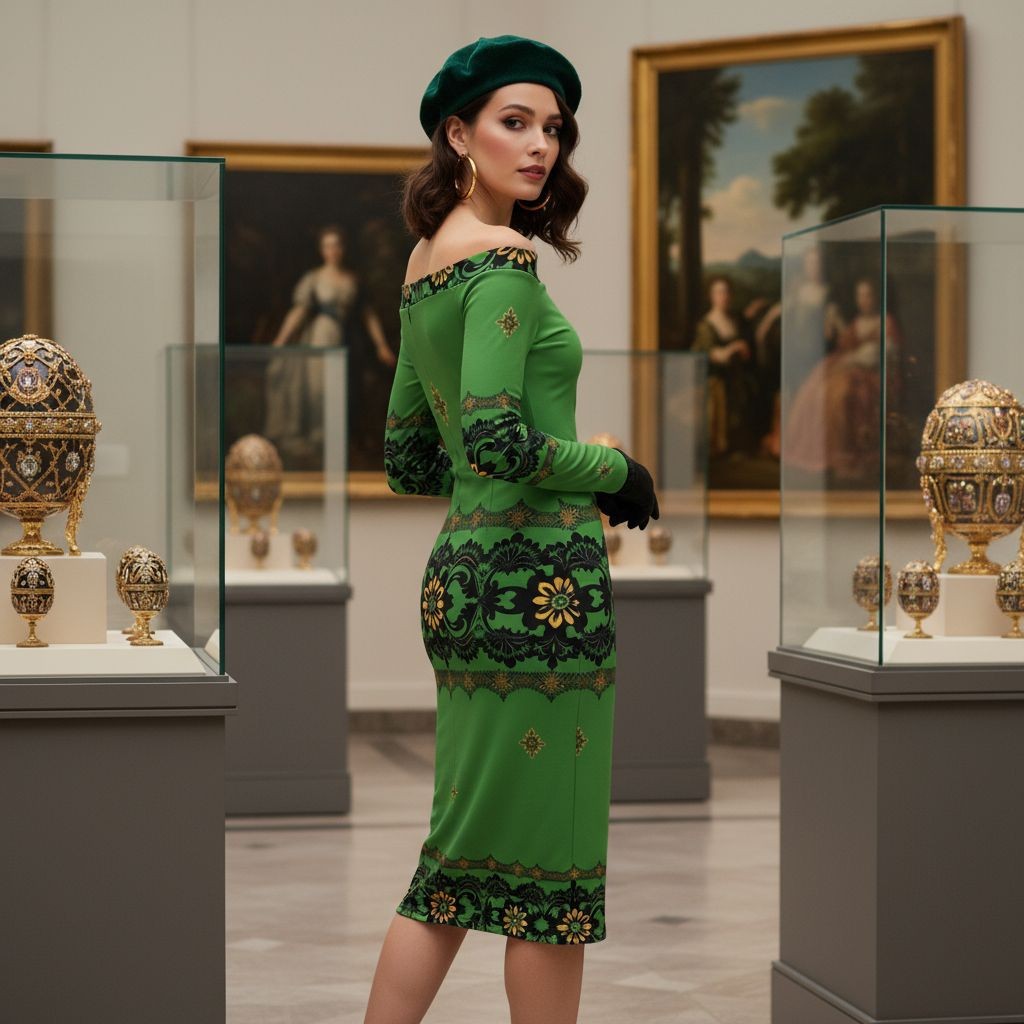 Angelic Blessings Shop emerald off the shoulder bodycon dress with floral patterns and long sleeves