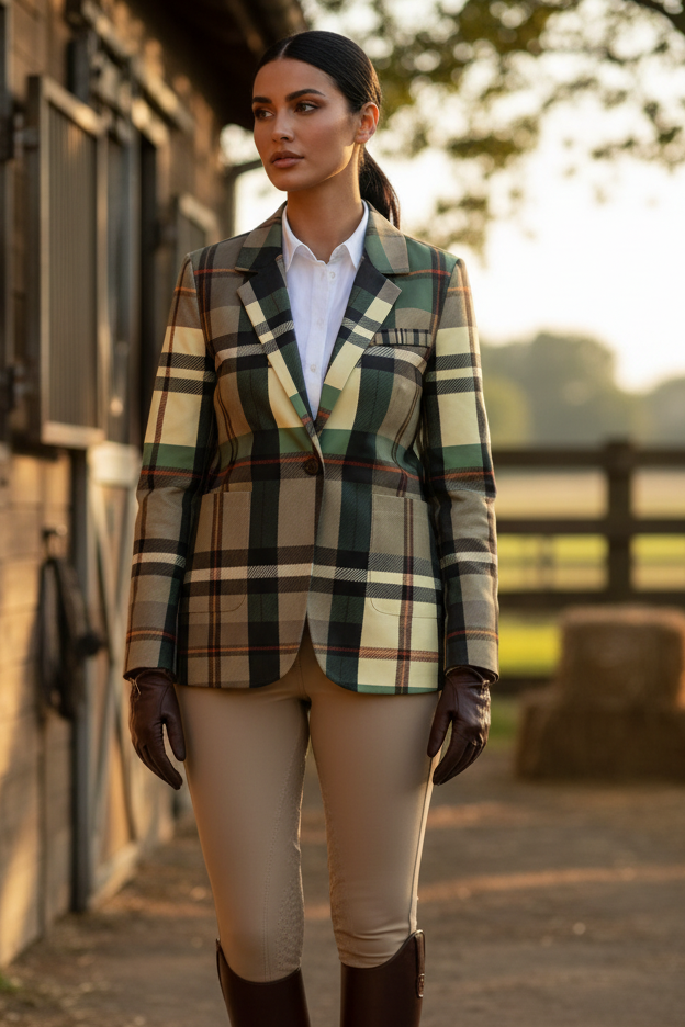 Grey Tartan Blazer Women Plaid Jacket Oversized Chic Coat XS 5XL stylish outfit for elegant evening