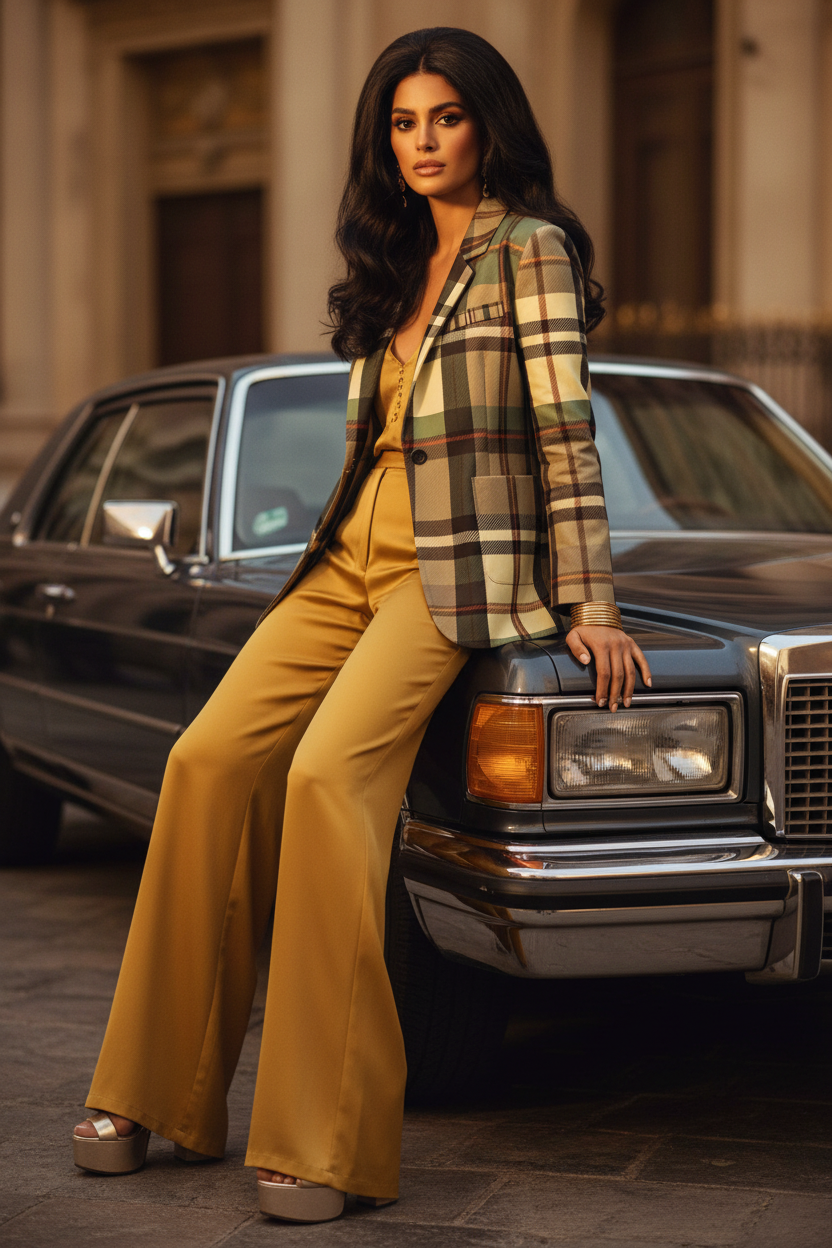 Grey Tartan Blazer Women Plaid Jacket Oversized Chic Coat XS 5XL stylish outfit for evening elegant look