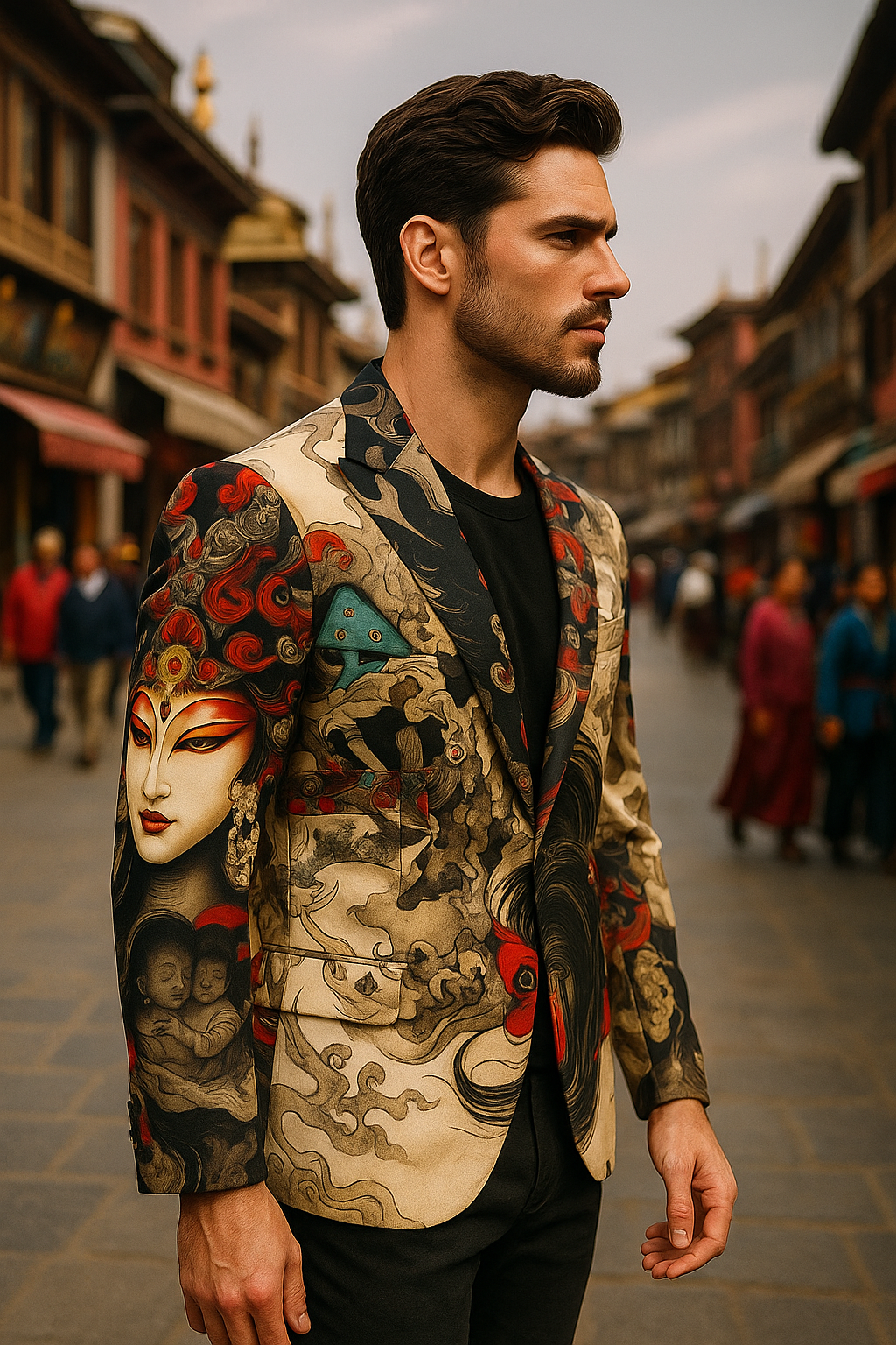 Imperial Oni Ink Art Blazer Clothing Mens Artistic Tailoring Elegant Evening Outfit