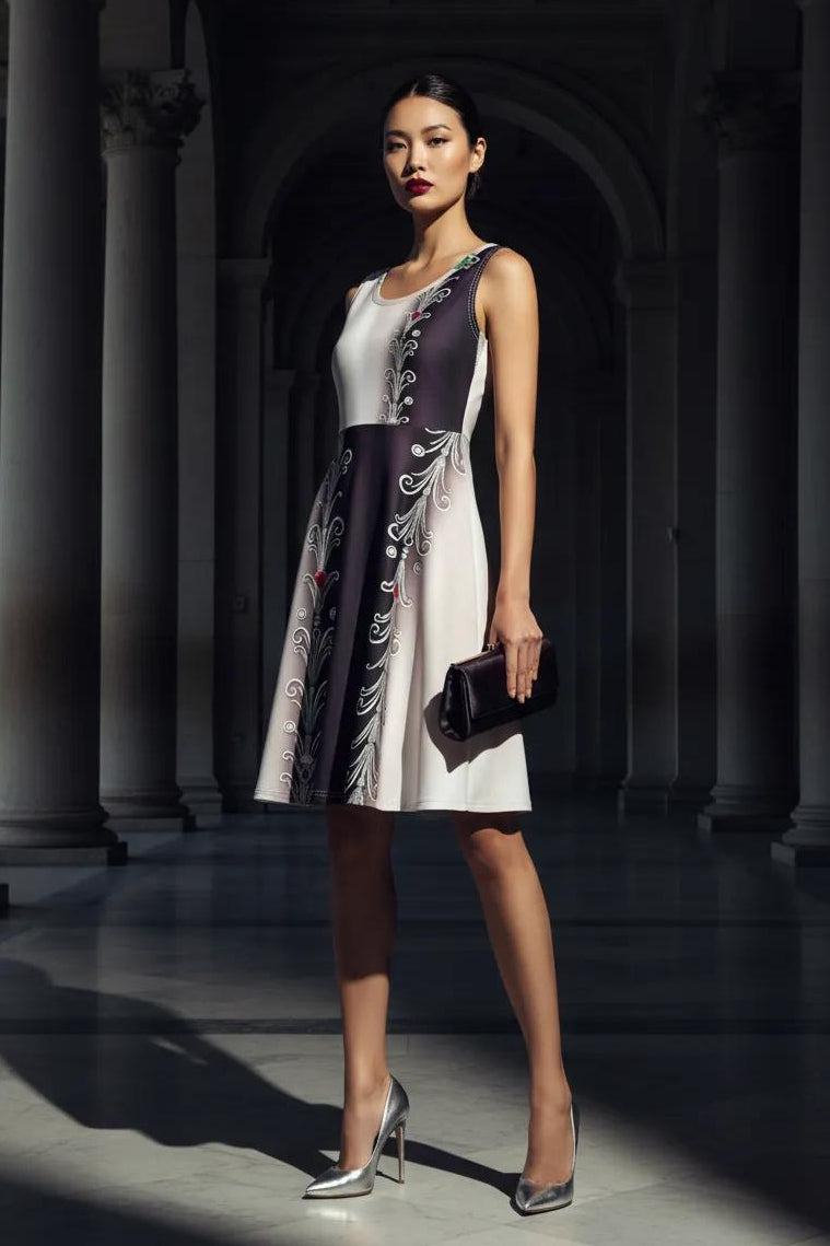 Elegant sleeveless A-line midi dress for women with hidden pockets