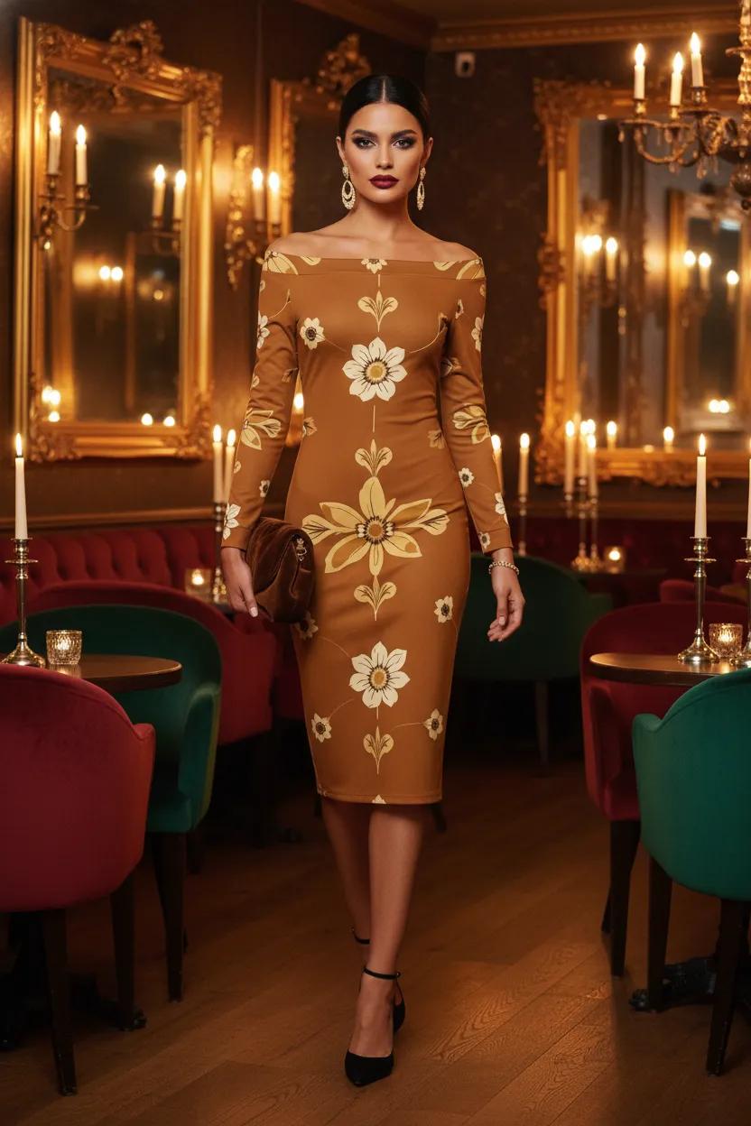 1950s Sunflower Bodycon vintage bridal dress in luxury gold-S-6XL 1950s Sunflower Bodycon vintage bridal dress in luxury gold-S-6XL