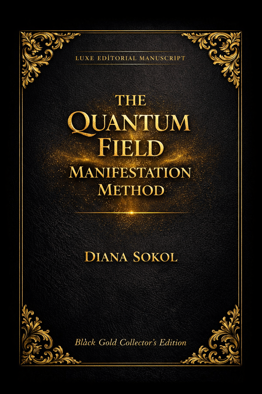 Luxury black and gold book cover of The Quantum Field Manifestation Method by Diana Sokol