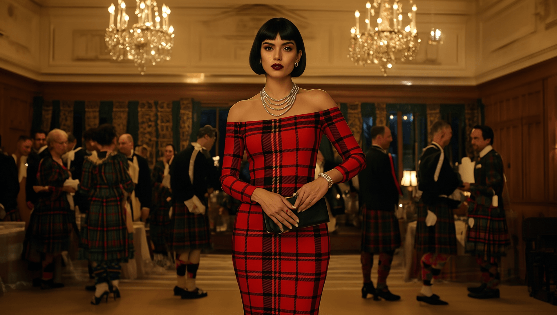 Tioram Red Tartan dress off shoulder bodycon dress by Angelic Blessings Shop in Highlands Fashion